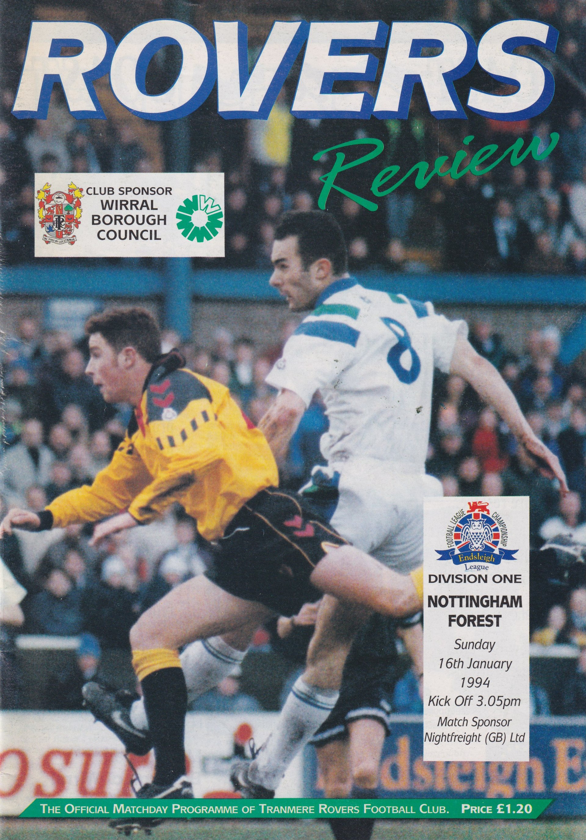 Tranmere Rovers v Nottingham Forest match programme